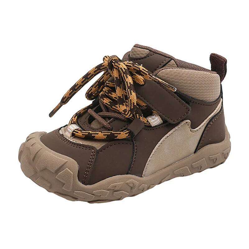 2025 New Autumn Children Leather High-help Kids Casual Shoes Non-slip Fashion Toddler Girls Boys Sneakers EU 22-30 Y260128