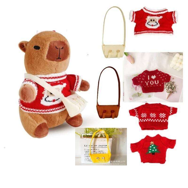 DIY Cute Plush with Clothes & Bag Animal Toy Capybara Stuffed Plushies Gifts for Boys Girls Y260128