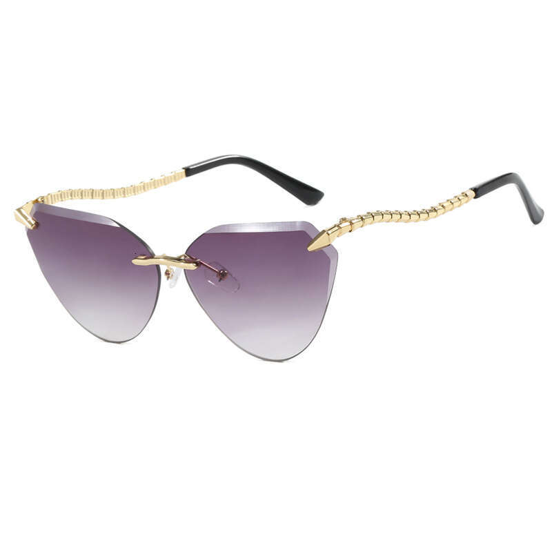 Fashion Snake Sunglasses Leg Rimless Cut Edge Cat 1 Eye European American Style for Driving Outdoor Unisex Gift High Quality Texture
