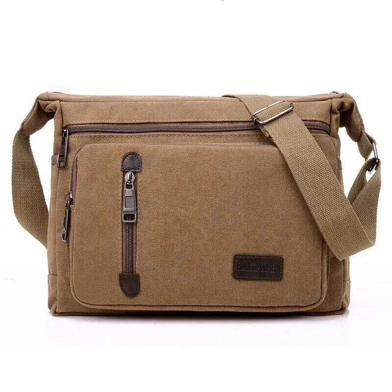 Canvas Shoulder Bag Bottle Men Women Casual Simple Fashion Retro Crossbody Cross Square Multi Layered XJ260129