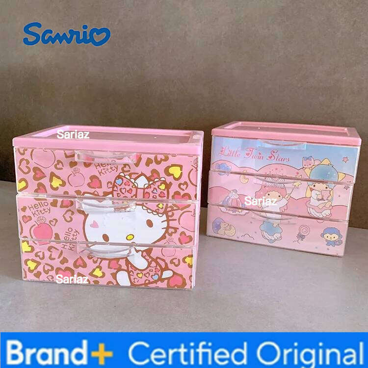 Sanrio Hellokitty Cartoon children's drawer storage plastic stackable student desktop jewelry box for girls H260129 H260129