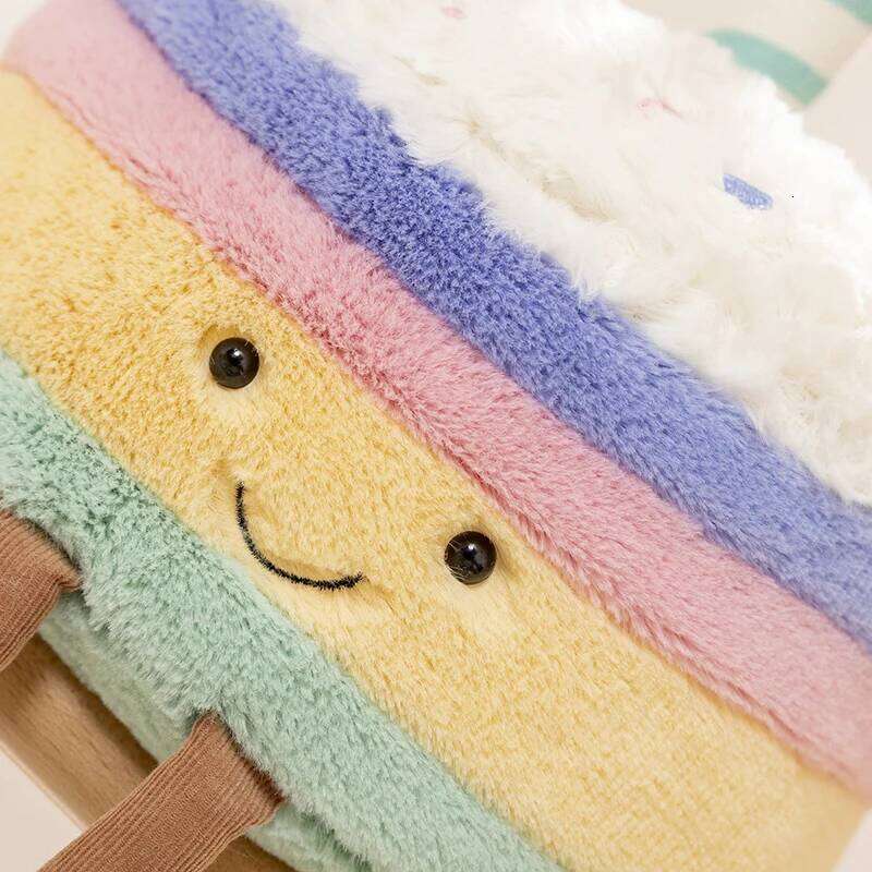 Kawaii Smile Cake Plush Toys Soft Stuffed Dessert Dolls with Candle Cherry Birthday Xmas Gift For Kids Cuddly Home Party Decor Y260128