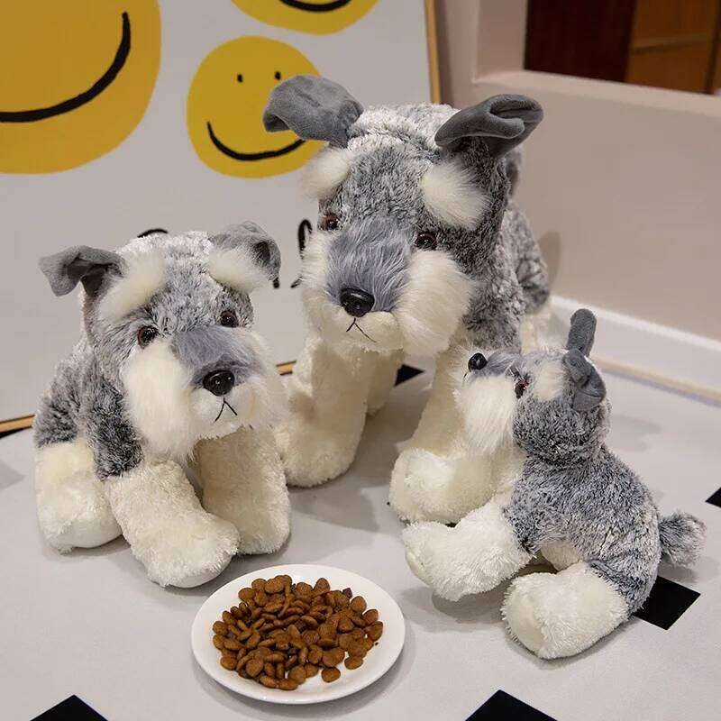 1pc 22cm/8.66in Cute schnauzer dog plush toy sleeping cuddle puppy doll for children's birthday gifts Y260128