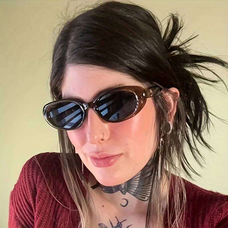 Oval Fashion Sunglasses Women Female Cool Sexy Vintage Small Glasses, For Party, Vacation, Hike H260129