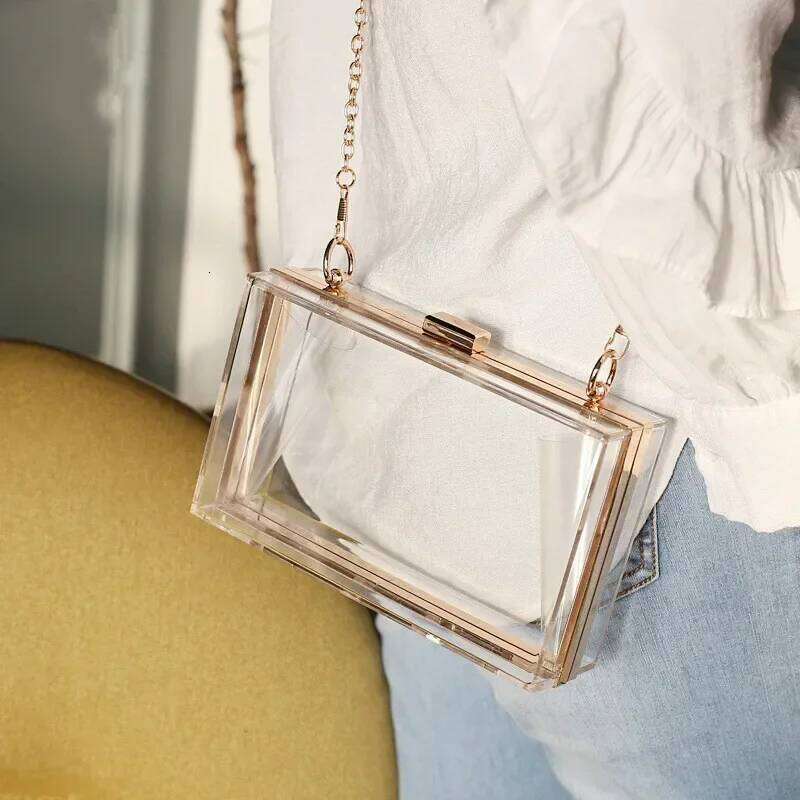 Women Acrylic Clear Purse Cute Transparent Crossbody Bag Lucite See Through Handbags Evening Clutch Events Stadium Approved