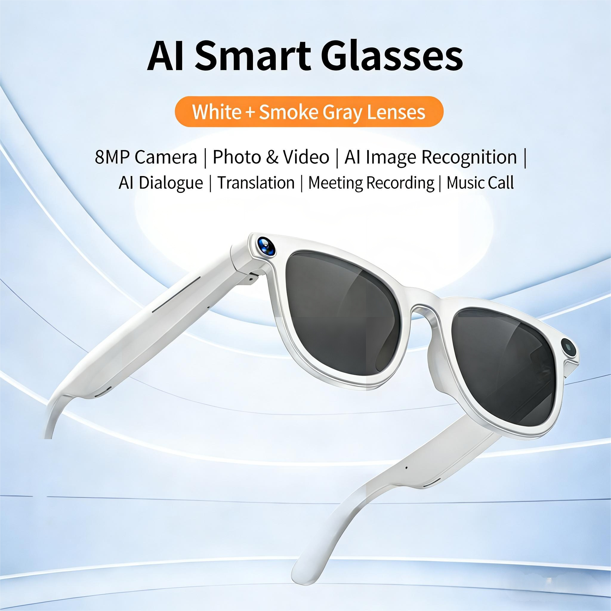 Smart glasses that can record videos:4K high definition 8-megapixel photo capture,Men women Designer sunglasses