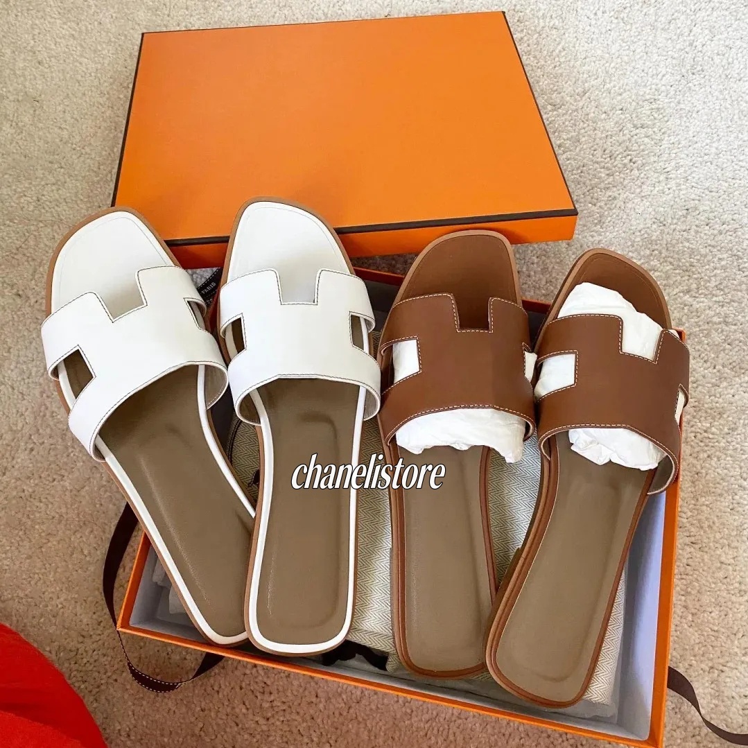 Designer Oran Slippers slides classic flat heel summer Rubber flip flops leather slippers womens shoes sexy sandals large big crocodile Sandal Flat shoes size 35-42