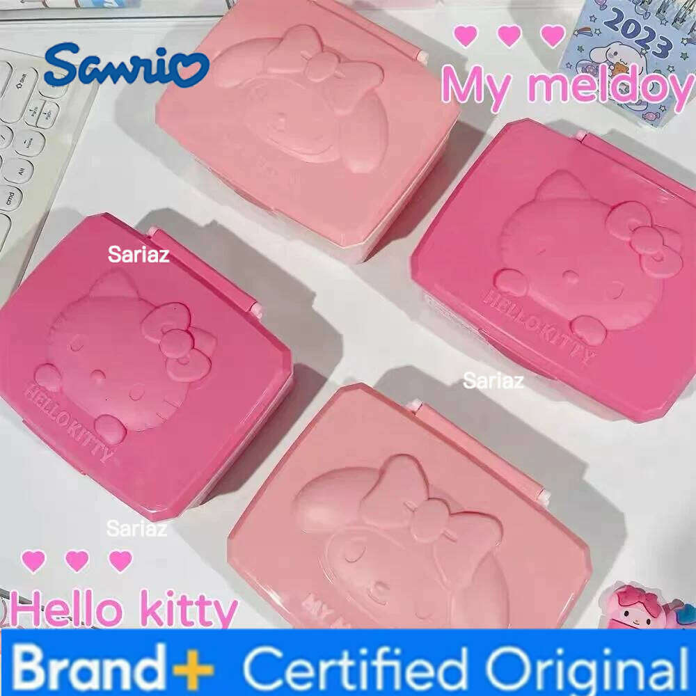 Sanrio Anime My Melody Kawaii Hello Kitty Jewelry Box Drug Swabs Storage Arrange Student Stationery Girls Gifts H260129