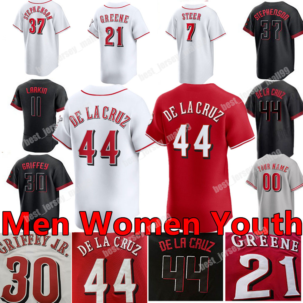 Custom 44 Elly De La Cruz TJ Friedl Spencer Steer Matt McLain Hunter Greene Black Jersey Noelvi Marte Stuart Fairchild Reds JoseBarrero baseball Men Women Youth