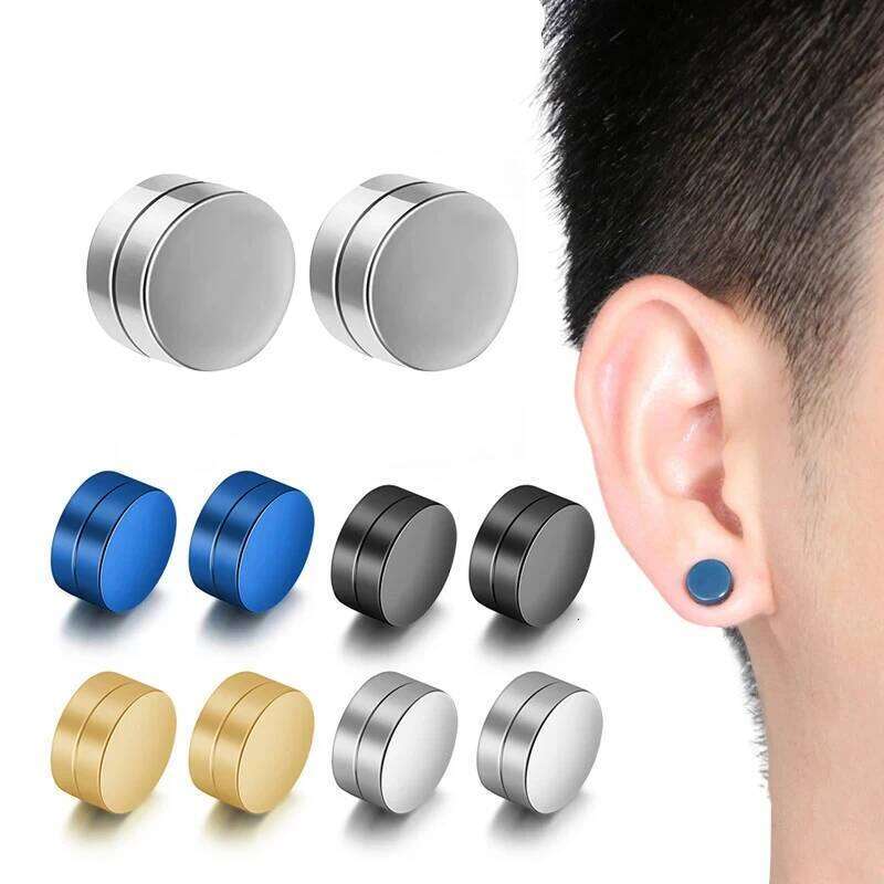 6mm/8mm/10mm/12mm Round Circle Strong Magnet Magnetic Mens Ear Clip Non Piercing Fake Earrings Jewelry 26W0129