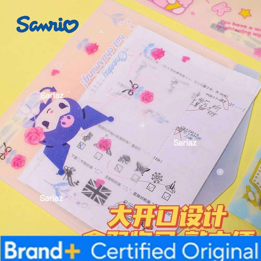 Sanrio cartoon folder snaps a4 kuromi hello kitty my melody student special test book Yugui dog file bag cute Korean stationery H260129