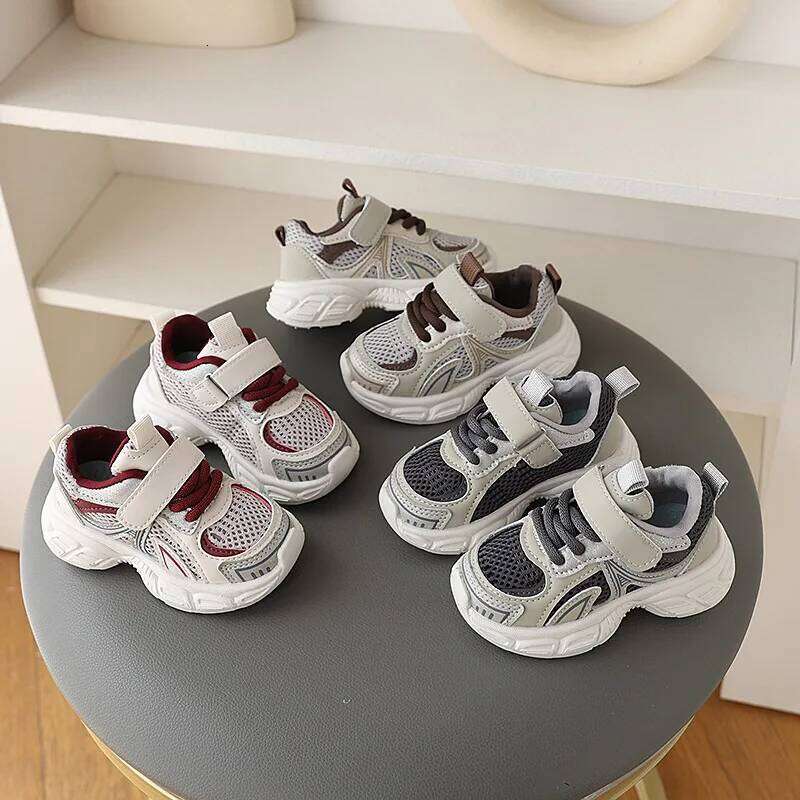 Boys Soft Breathable Mesh Toddler Sneakers 2025 Spring Autumn Kids Casual Sport Running Shoes For Boy Khaki, Gray Y260128