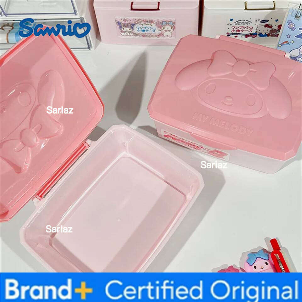 Sanrio Hello Kitty Melody Storage Box Cartoon Kt Cat Flip Cover Swabs Cotton Pads Stationery Sticker Organisation Gifts H2601291 H2601291