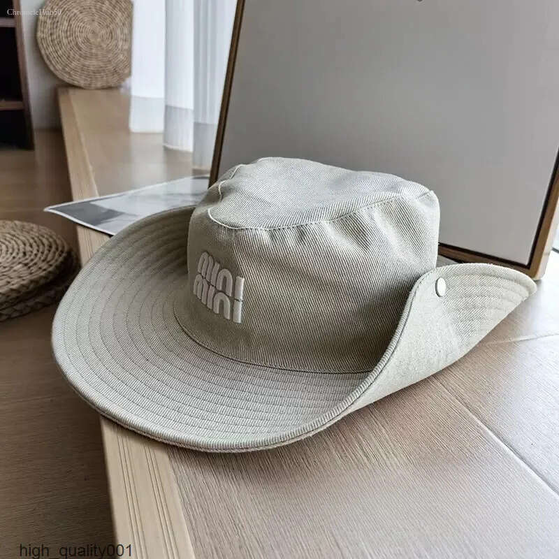miulys miulys designer foldable wide edge womens fishing hat classic brand fashion embroidered beach snap on outdoor cowboy sunscreen high 451
