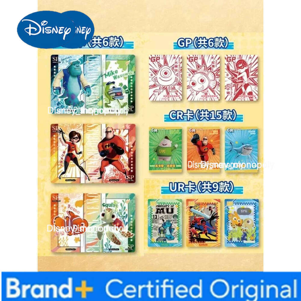 Disney Genuine 100TH Cards Toy Story Monsters University Ice Princess Ariel Deluxe Edition Animation Anime Collection Card Toys H260129