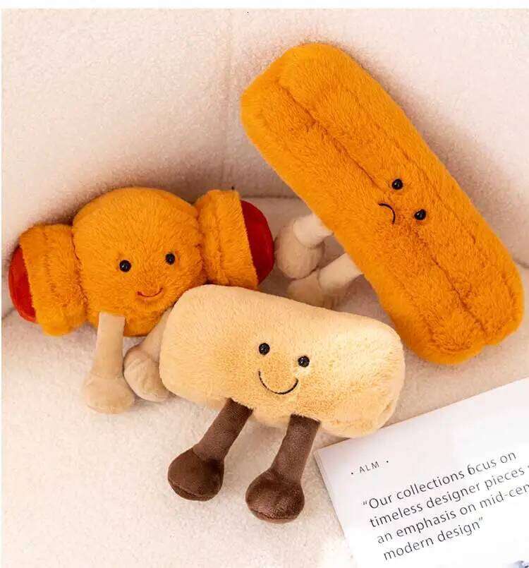 Cute Cartoon Breakfast Series Deep-Fried Dough Sticks/Cookie Bread/Sausage Bag Kawaii Plush Toys Children's Handmade Doll Gifts Y260128