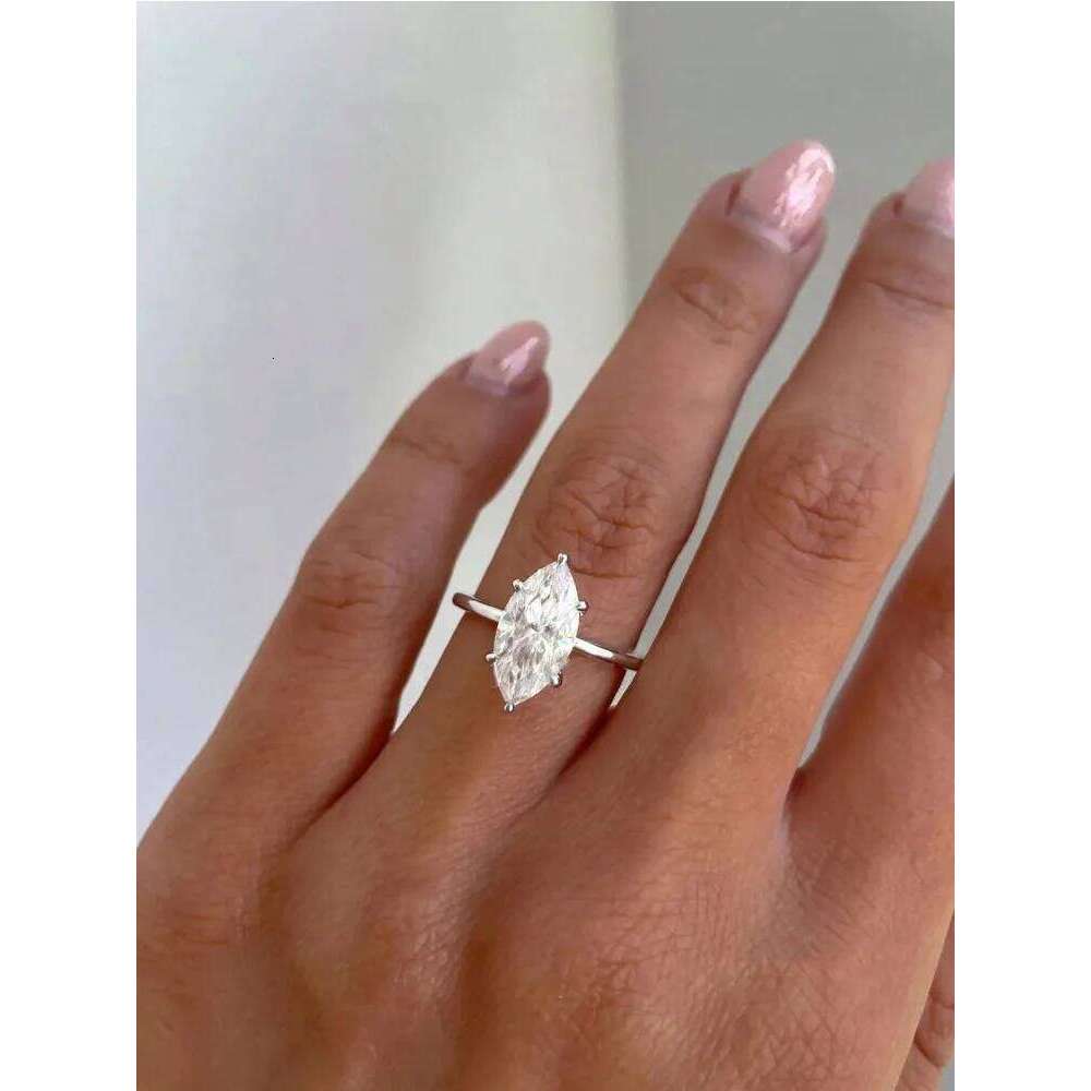 GRA Luxury Fashion 1-2CT Real Marquise Moissanite Diamond Wedding Engagement Rings for Women 925 Sterling Silver Fine Jewelry C260129