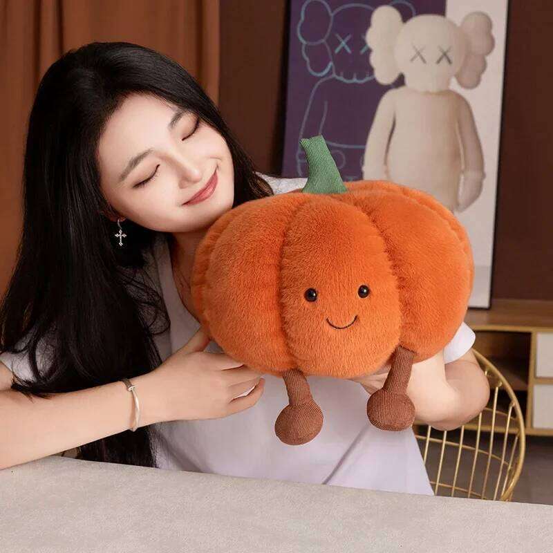 Cartoon Plushies Soft Pumpkin with Smile Face Halloween Decorations Plant Stuffed Doll Holiday Throw Pillow Y260128