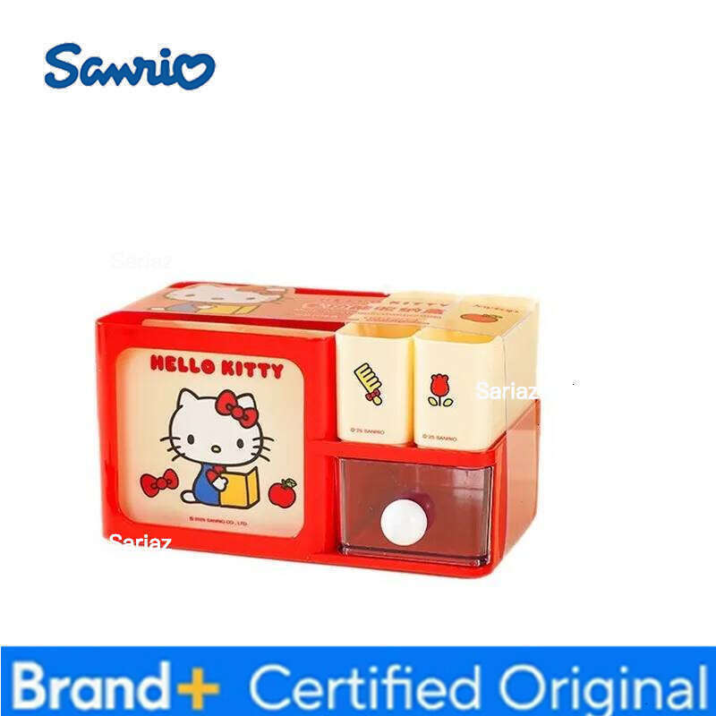 Sanrio Anime Hello Kitty Large Capacity Stationery Storage Box Kawaii Multifunctional Makeup Brush Lipstick Organizer Holiday Gift H260129 H260129