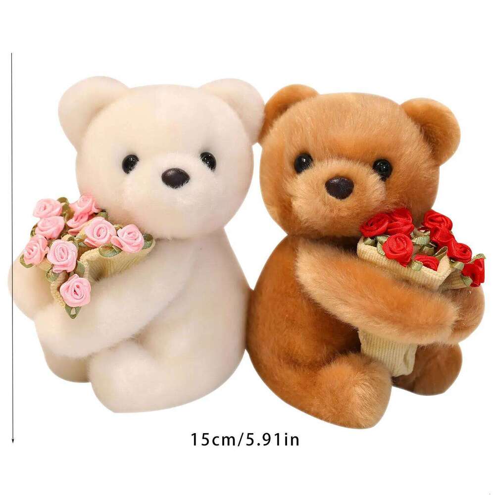 1set 15cm/5.91in Rose bouquet, teddy bear, plush toy doll, cute flower-holding rabbit, Valentine's Day gift for a girl Y260128