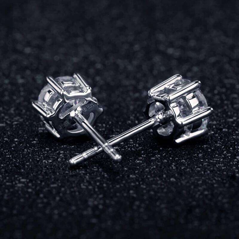 AEAW 1.0Ct Each Round Moissanite DF VVS Stud Martini Daily Wear Earrings 14k White Yellow Gold 26W0129