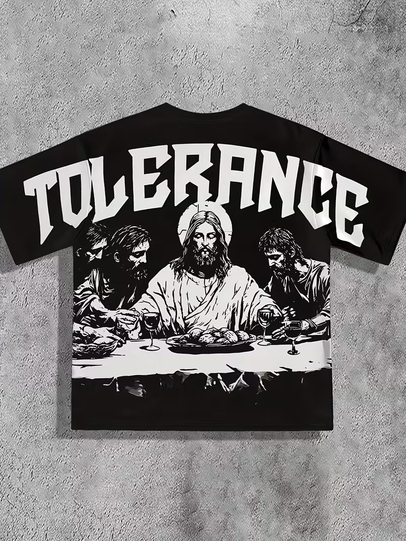 Mens T-Shirt Urban Art Print Streetwear Loose Breathable Short Sleeve Casual Designer Clothes