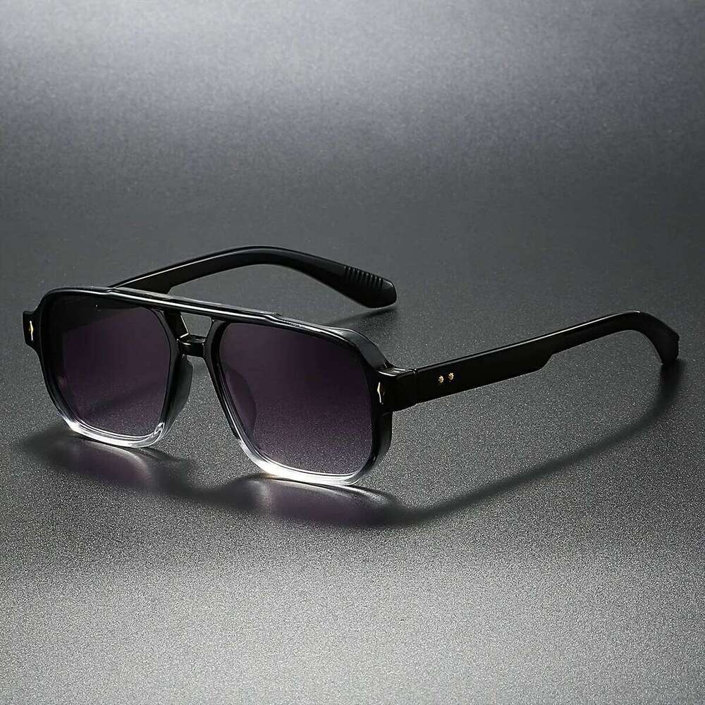 Retro Double Bridge Square Sunglasses For Women Men Fashion Luxury Design Rivets Sun Glasses Trending Shades UV400 Eyeglasse H260129