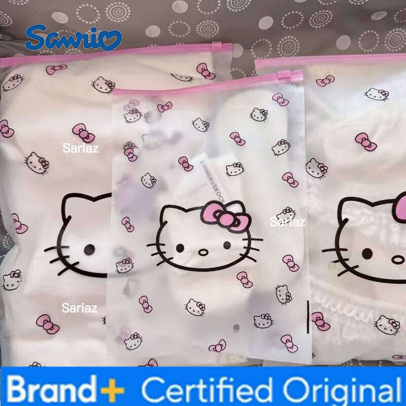 Sanrio 10pcs Hello Kitty Storage Cartoon Kawaii Printed Women Accessories Clothes Sorting Business Travel Packaging Bag Wholesale H260129
