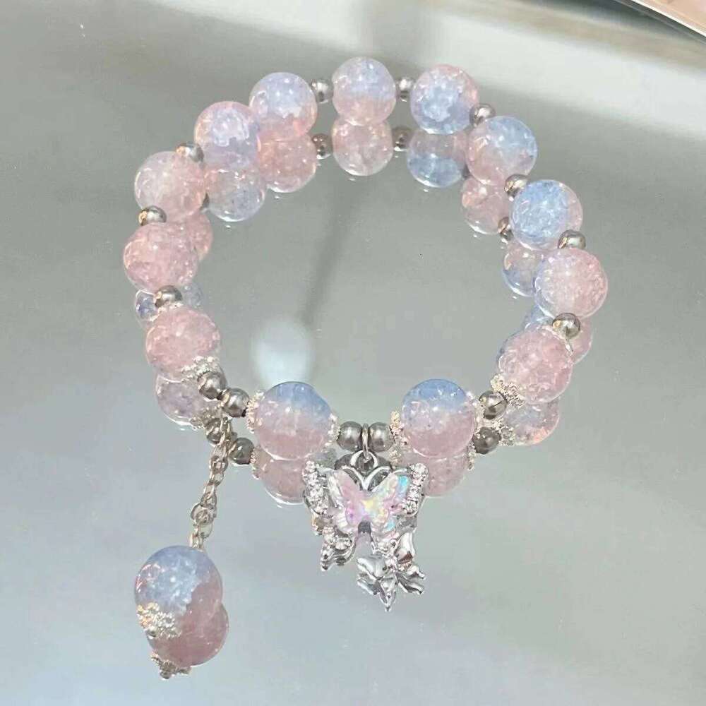 New Fashion Y2K Sweet Cherry Blossom For Women Exquisite Elegant Flower Crystal Beaded Bracelet Girl Party Jewelry Gift H260129