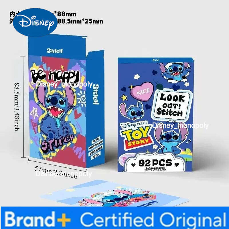 Disney 92 Stitch Cartoon Card Set Holographic Trading Cards 32 Comes with Bonus Stickers Cute Stationery Gift H260129