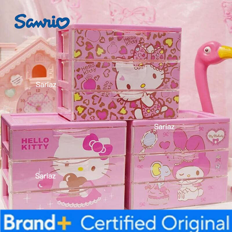 Sanrio Anime s Kawaii Cinnamoroll My Melody Hellokittys Littletwinstars Cute Ins Style Jewelry Desktop Drawer Makeup Storage Box H260129