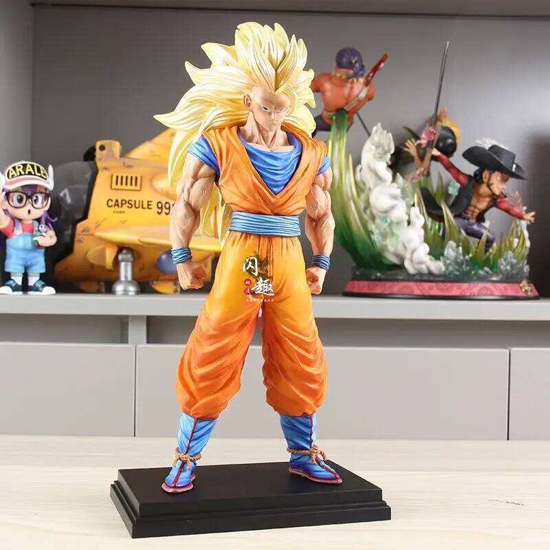 New Jt Dragon Ball Anime Pink/Blue/ Hair Figurine Super Saiyan 3 Goku Figure Pvc Statue Model Boy Gift Z260129