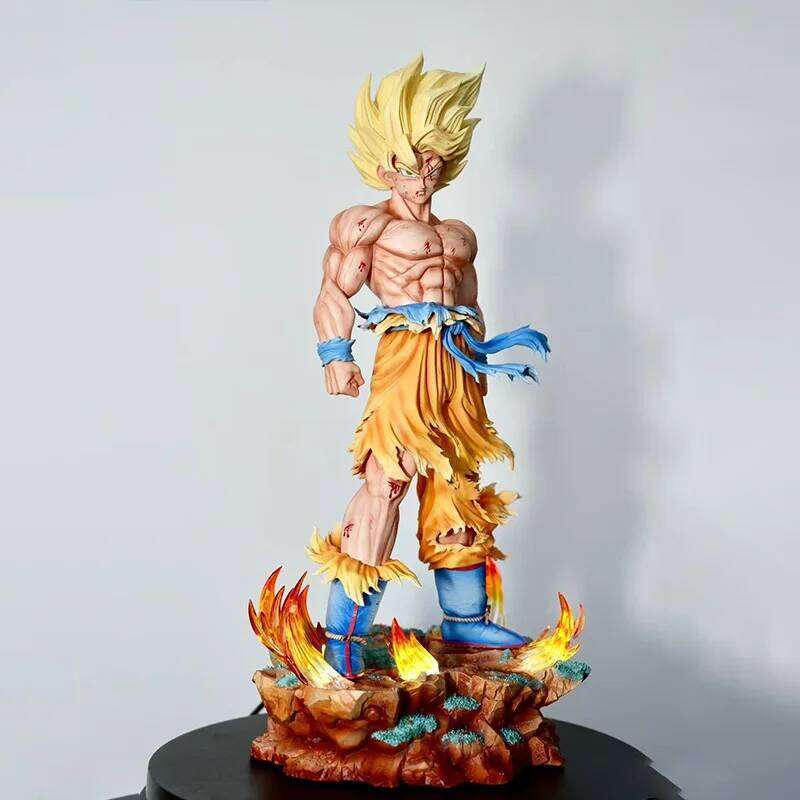 Jt Statue Dragon Ball Z Son Figure Replaceable Heads Led Base Super Saiyan Goku Action Figures Collection Mode Toys Gifts Z260129