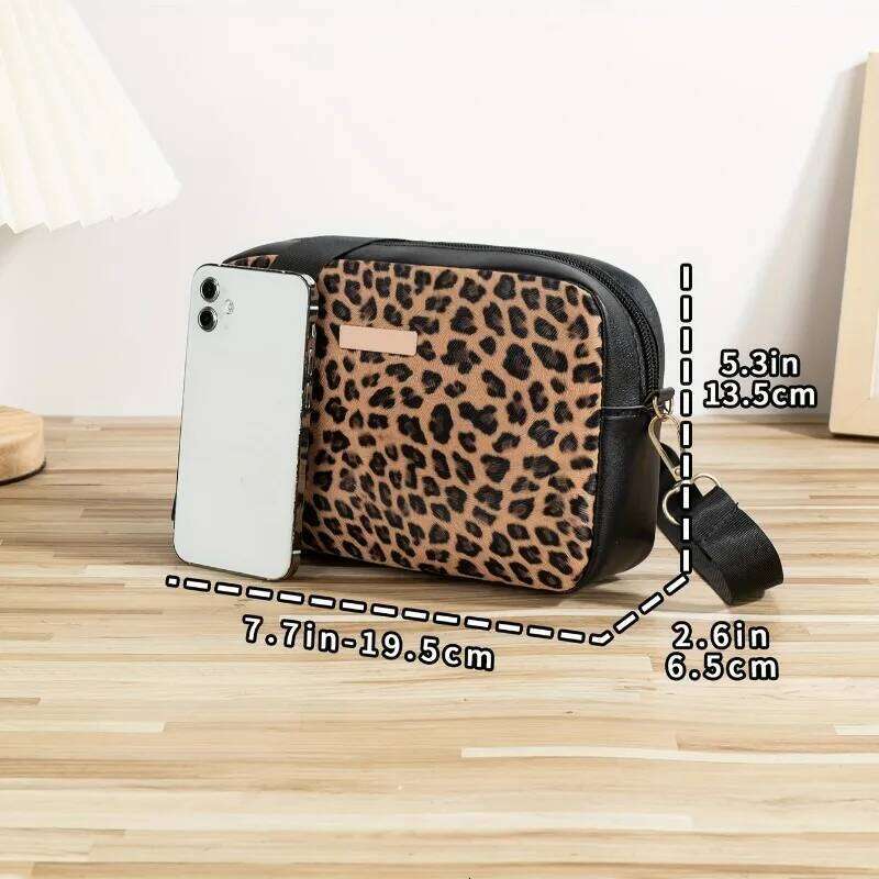 Leopard Print Crossbody Bag Women, Fashion Casual Shoulder Bag, Lightweight Purse, Versatile for Office, Daily, Going Out XJ260129