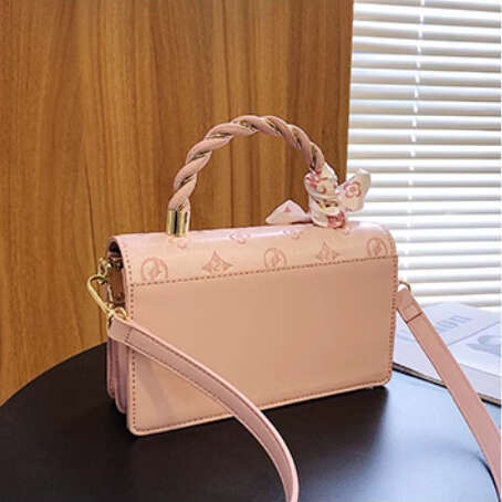 handbag womens Elegant Embossed Pattern Small Square Bag luxury Flap Ribbon Top-handle Bag bags pink ladies crossbody White Black Clutch 9a