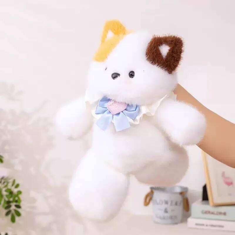 1pcs cute running bear kitten doll little wool fleece toy pillow girl birthday gift Y260128