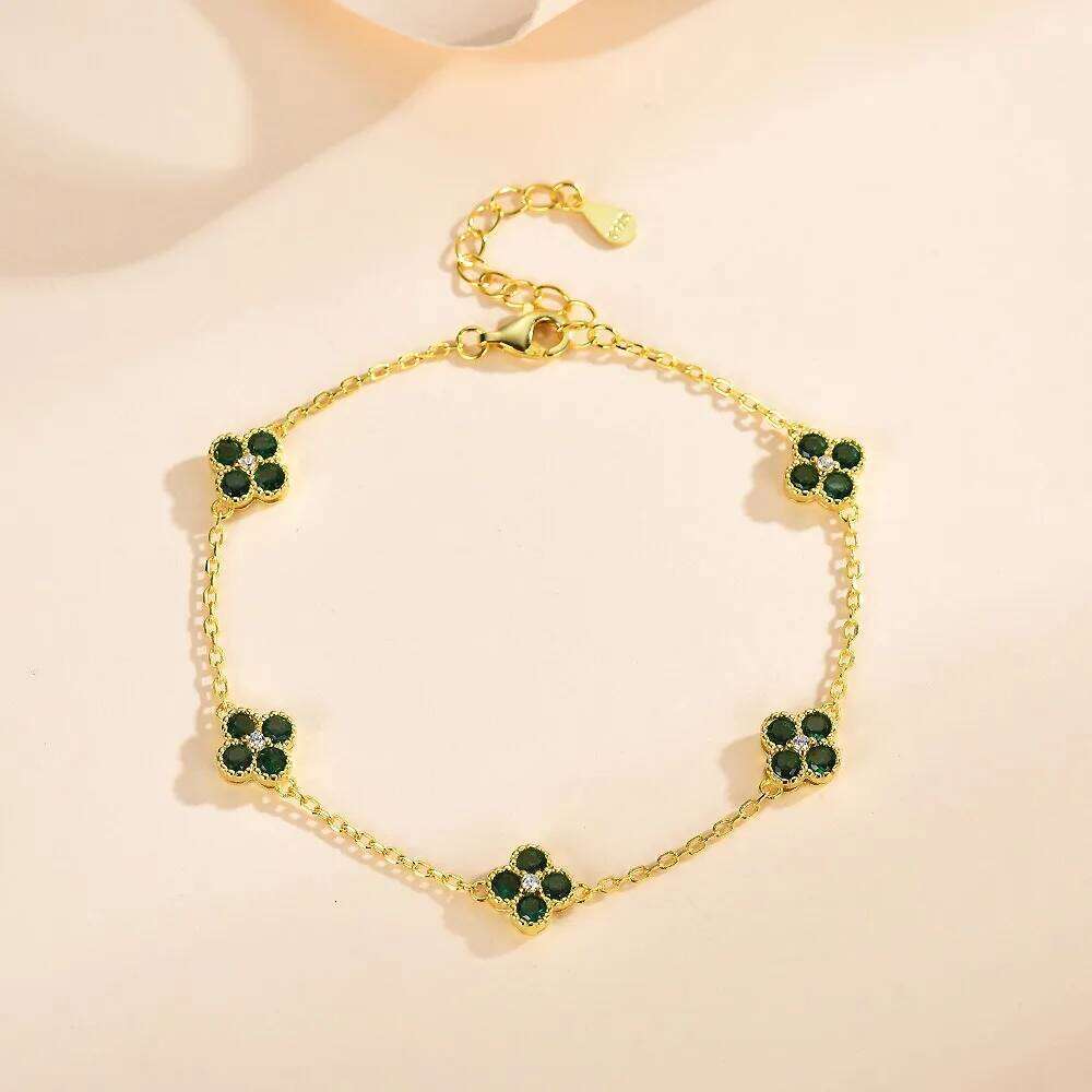 S925 Colorful Flower Zircon Multi-Color Crystal Bracelet Floral Inifinity Chain Statement Jewelry For Women Party Gifts H260129