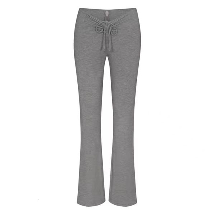 Niche Sister Jin Soft Lounge Ruched Pant Ribbed Modal High Waist Drawstring Flared 211115