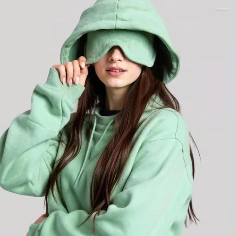 Women's Hoodies Airplane Mode Travel Hoodie Oversize Sweatshirt With Eye Mask Solid Color Loose Casual Sport Running Plus Size Comfort