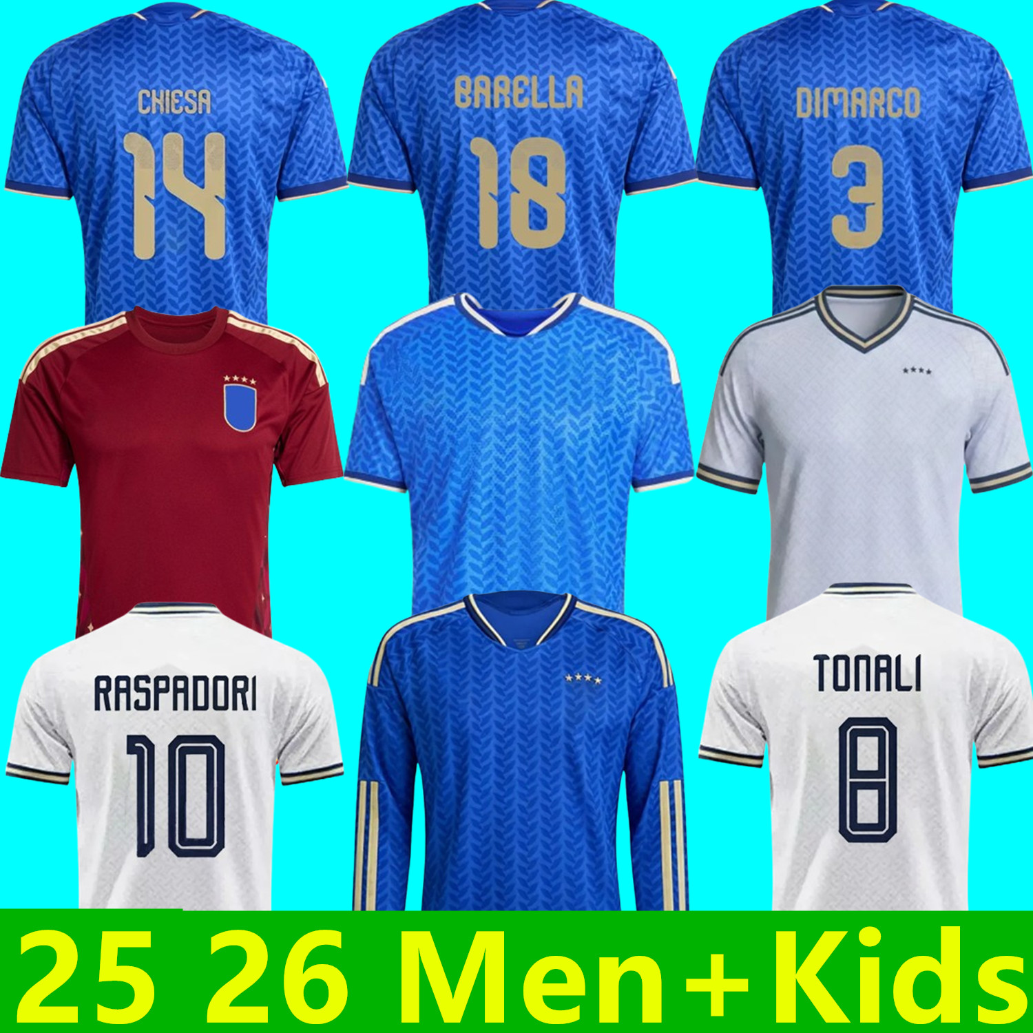 Italy Jersey 2026 World Cup italia Soccer Jerseys Football Shirts 25 26 27 Away Home DI LORENZO RETEGUI BARELLA FRATTESI PELLEGRINI DIMARCO GOALKEEPER Kids kits top