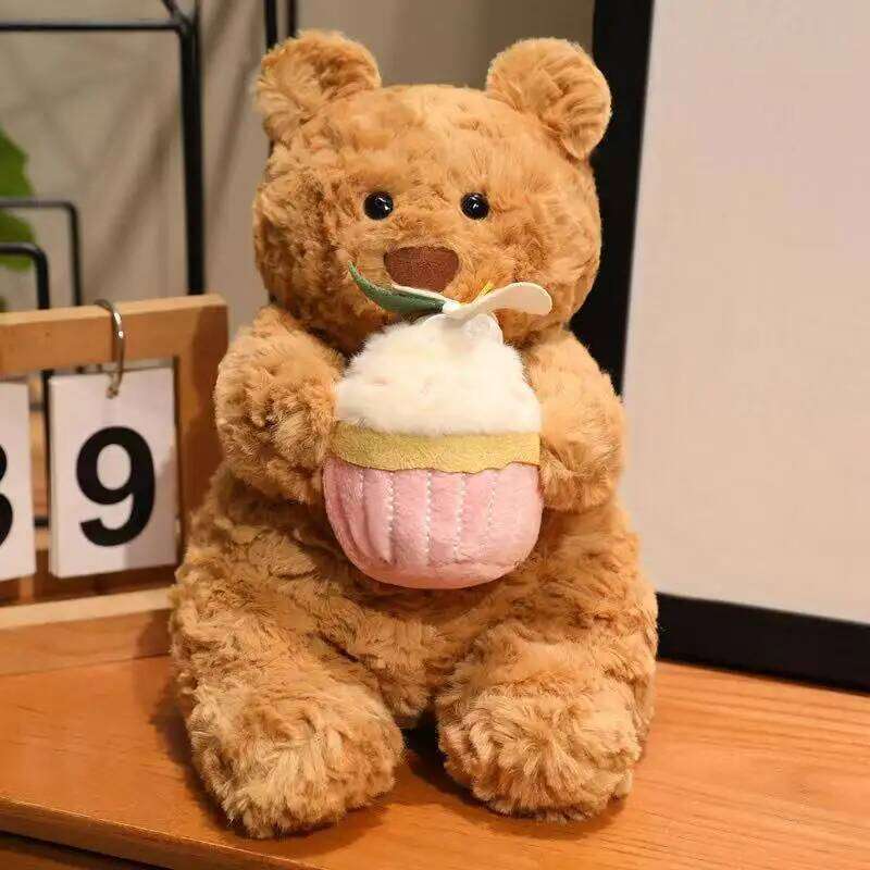 Latest Healing Cake Bear Pillow Kawaii Stuffed Plush Toy Cartoon Anime Cute Birthday Gift for Children Fun Doll Y260128