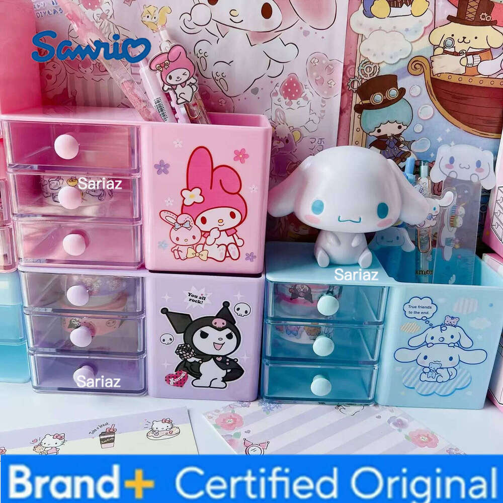 Sanrio Cartoon Cute Hello Kitty Cinnamoroll Kuromi Pen Storage Box Toys Desktop Decorative Ornament Kids Birthday Gifts H260129 H260129