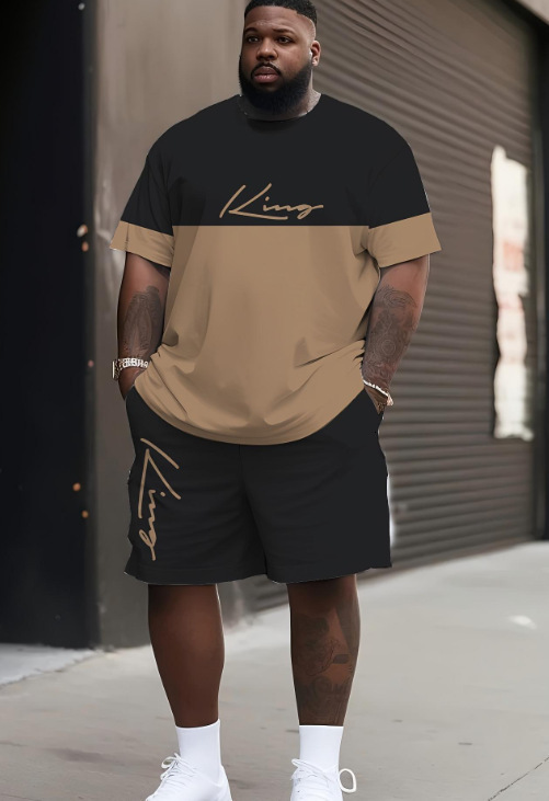 Luxury Brand Designer Clothes Plus Size Men's Short Sleeve Top And Shorts Printed Casual Sports Fashion Set European And American