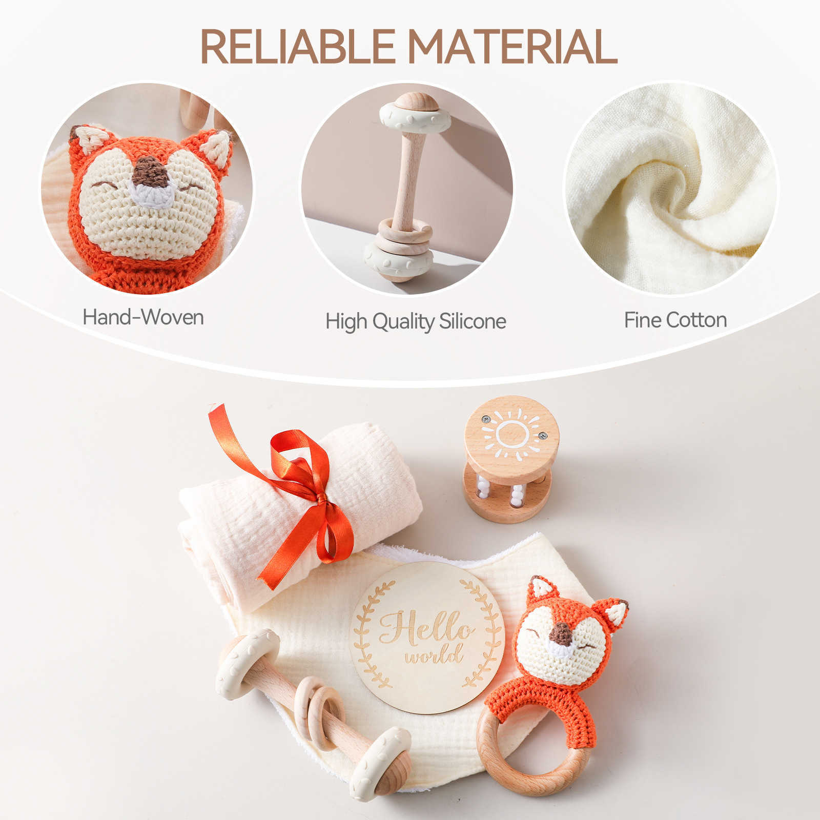 Newborn baby enlightenment teething bell soothing towel, bath towel grip training, animal crochet hook bell soothing set Q260129