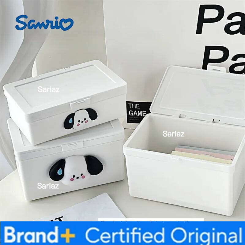 Sanrio White Flip Cover Card Out Hand Account Material Dust-Proof Storage Desktop Stationery Organizing Box H260129