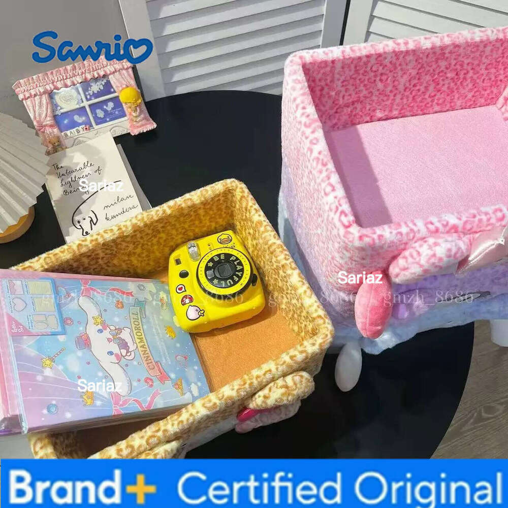 Sanrio Plush Storage Box Hello Kitty My Melody Doll Kuromi Pom Purin Leopard Print Toy Cinnamoroll Pochacco Soft Gift Kids H2601291