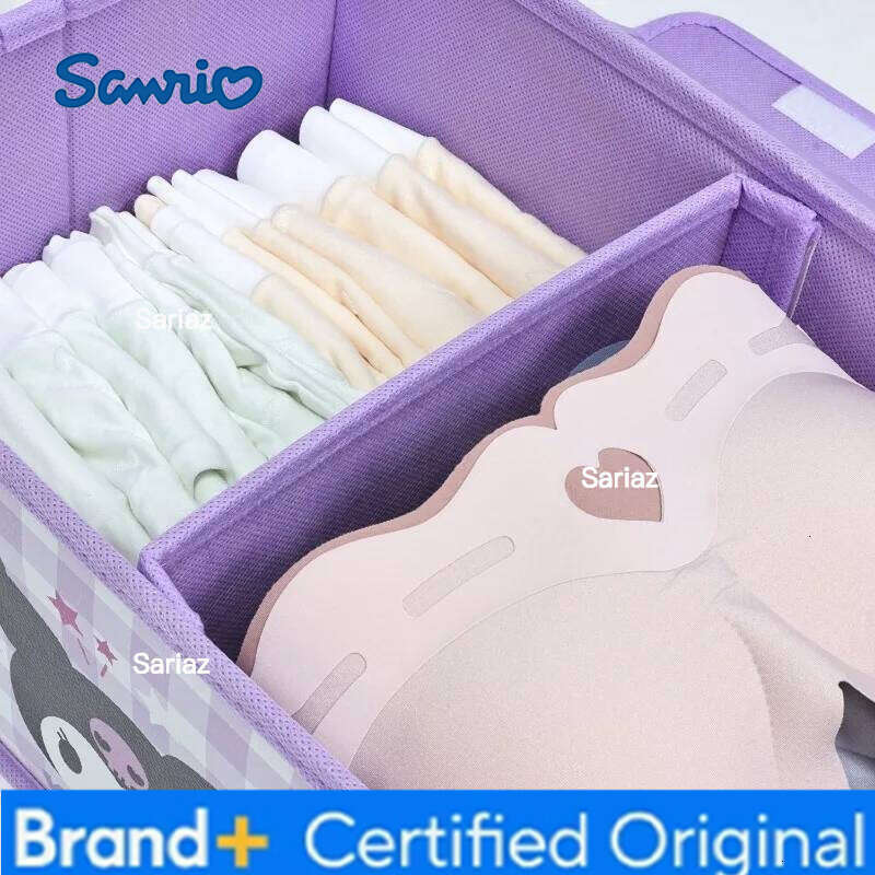 Sanrio Kawaii cartoon Hello kittykuromiMy melody dormitory underwear double-cover partition storage box wardrobe foldable H260129 H260129