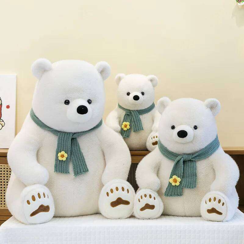 1pc 20cm/7.87inCute scarf polar bear plush holiday toy doll genuine birthday gift Y260128