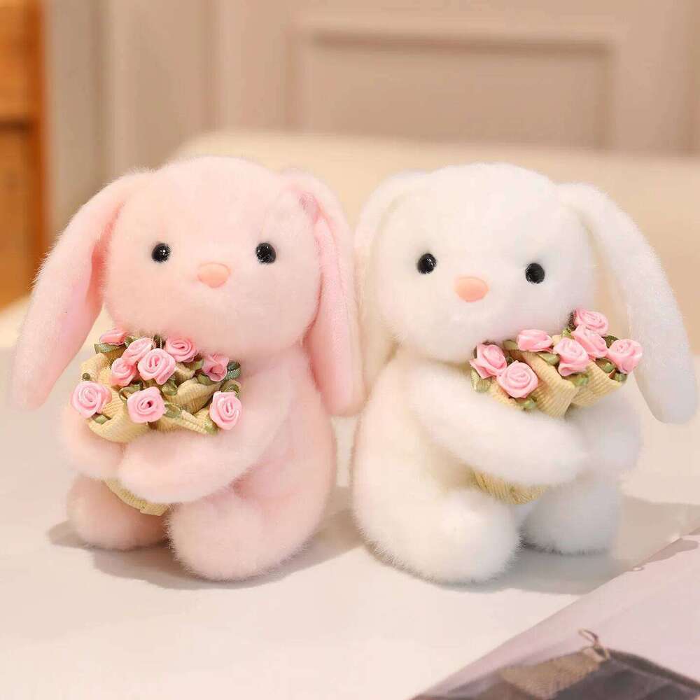 1set 15cm/5.91in Rose bouquet, teddy bear, plush toy doll, cute flower-holding rabbit, Valentine's Day gift for a girl Y260128