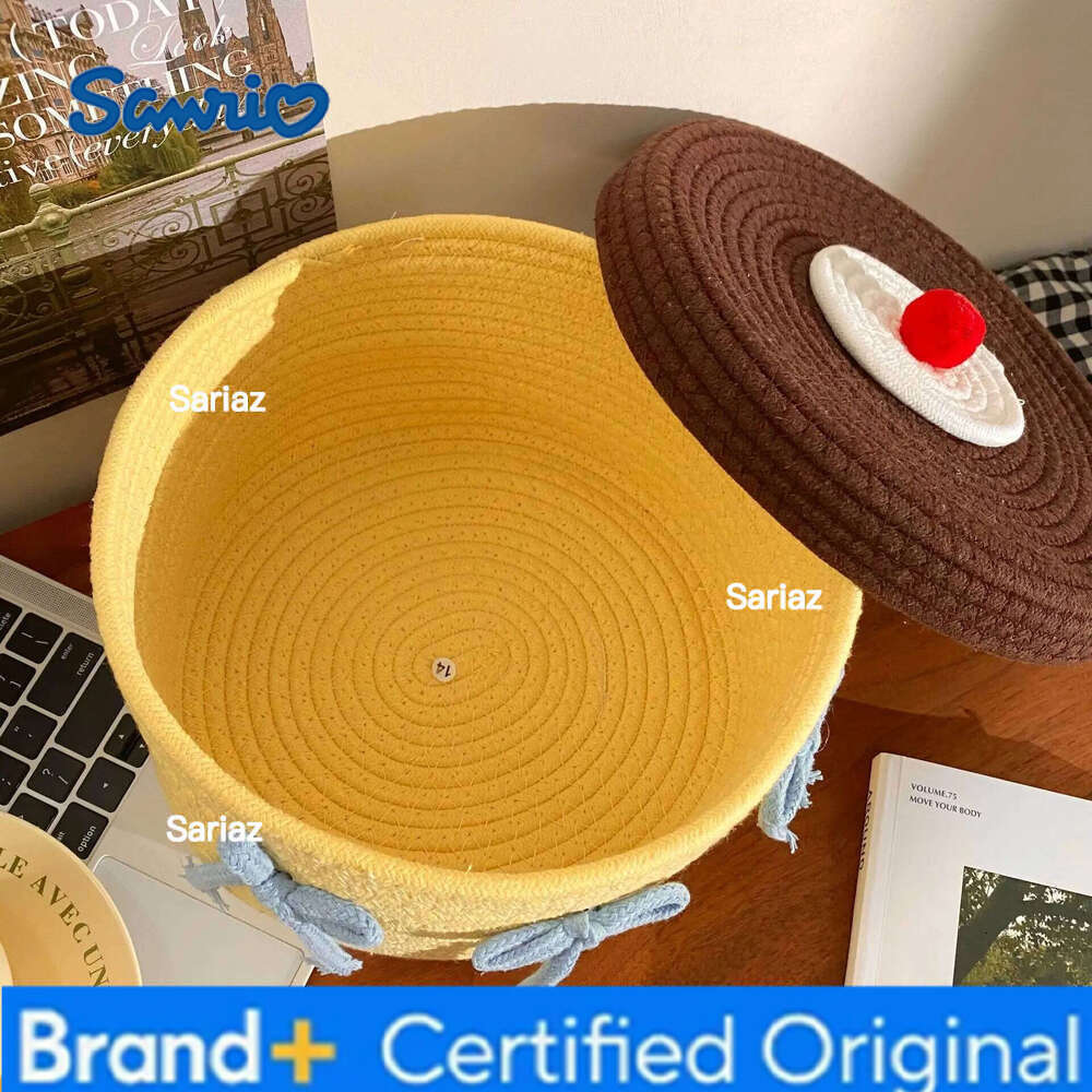 Sanrio Cute Cotton Thread Woven Basket with Lid: Dust-Proof Desktop Organizer for Snacks & Kids' Toys, Decorative Storage Box H260129 H260129